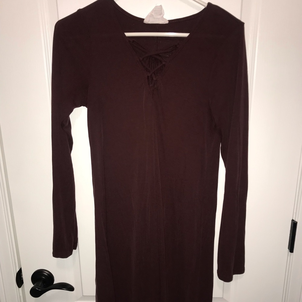 Maroon lace up dress